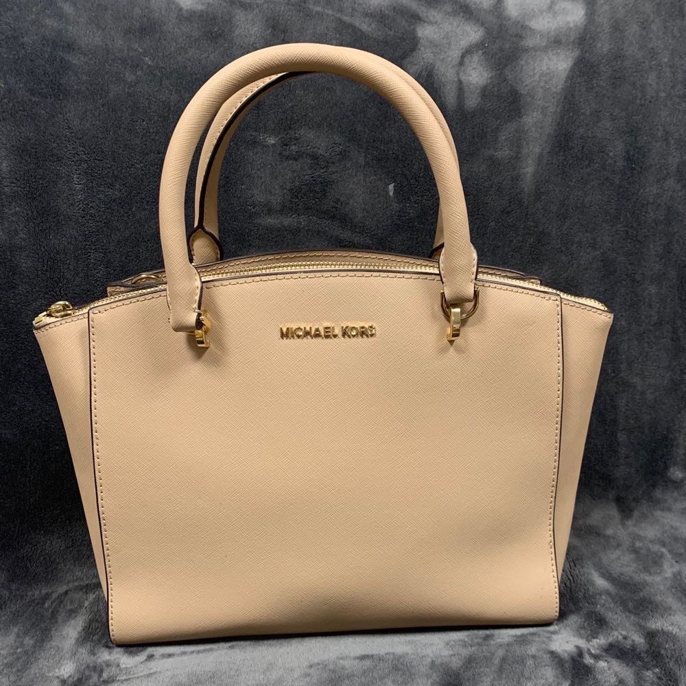 Tan Michael Kors Framed Tote/Satchel